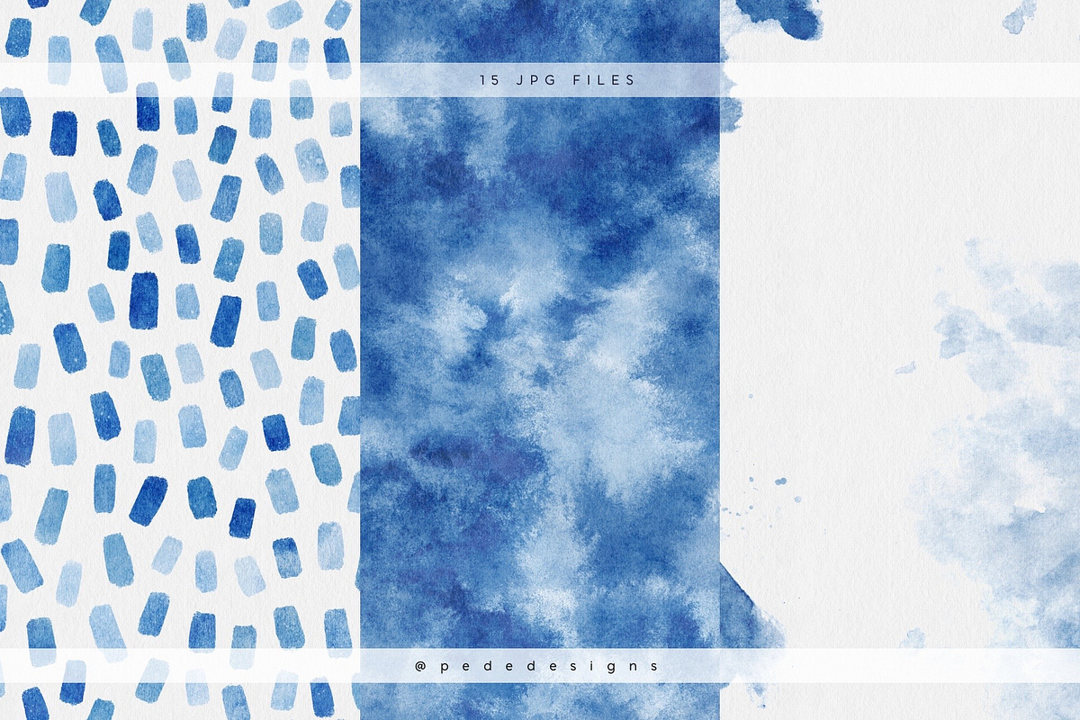 Navy Blue Watercolor Digital Papers, a Pattern Graphic by PeDe Designs (Photo 6 of 6)