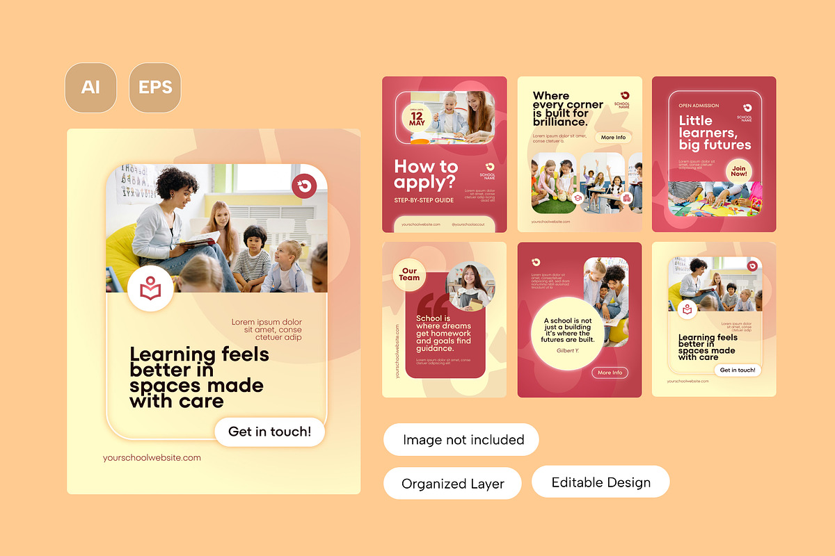 School Admission Instagram Post, a Social Media Template by Pink Bunny Studio (Photo 2 of 3)