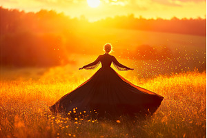 Woman in flowing dress dances in, a Person Photo by Lermont51
