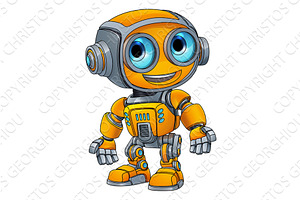 Robot Mascot Cartoon Cute Fun Alien, an Illustration by Christos Georghiou