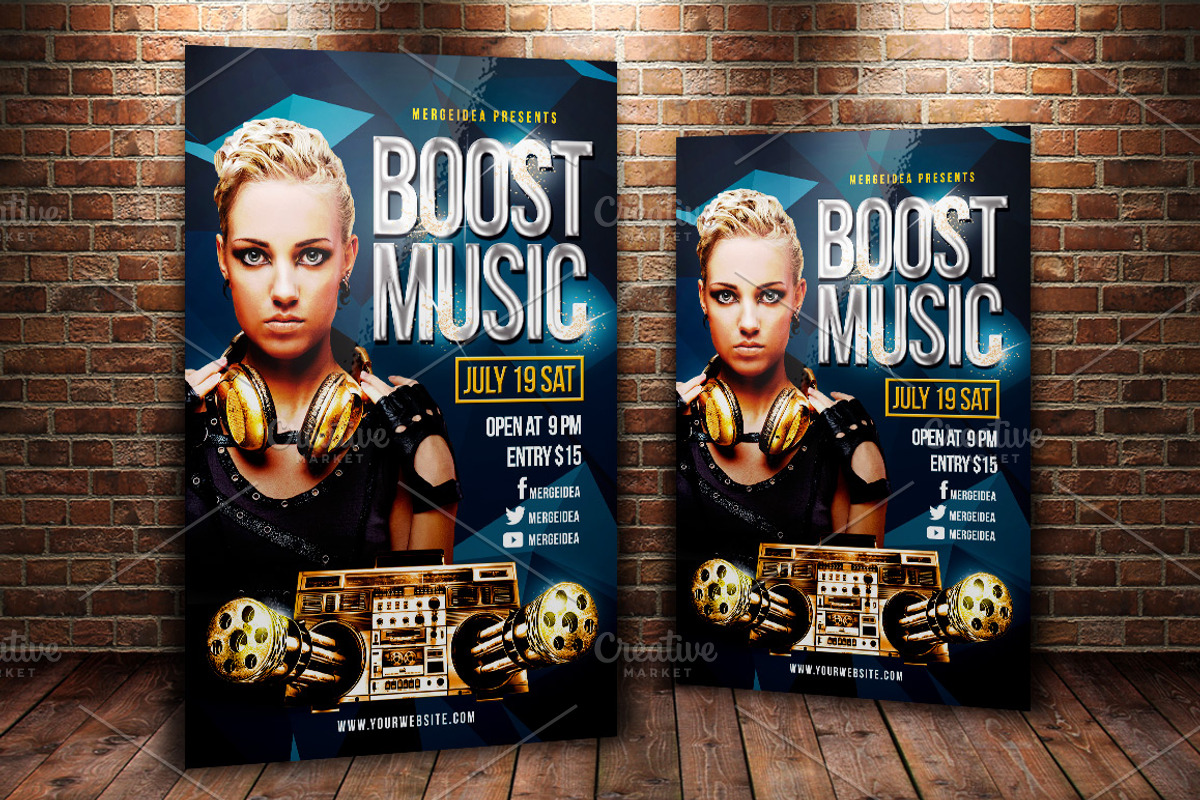 Boost Music Flyer Template for Party, a Flyer Template by MergeIdea (Photo 3 of 3)