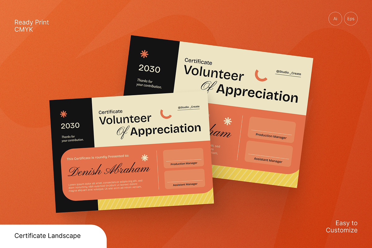 Volunteer Appreciation Certificate, a Stationery Template by Annora Studio (Photo 1 of 6)