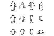 Baby Clothes Line Icons Set, an Outline Icon by land art (Thumbnail 2 of 6)