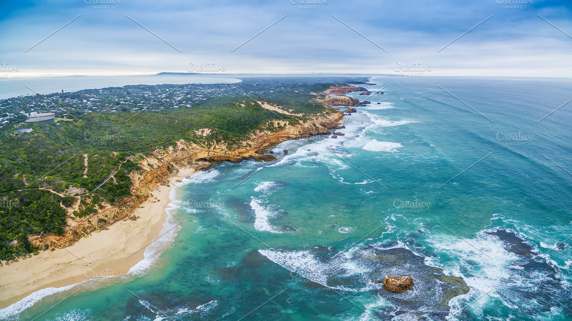 Panorama of Sorrento Back Beach, a Nature Photo by Australia Aerial Photo