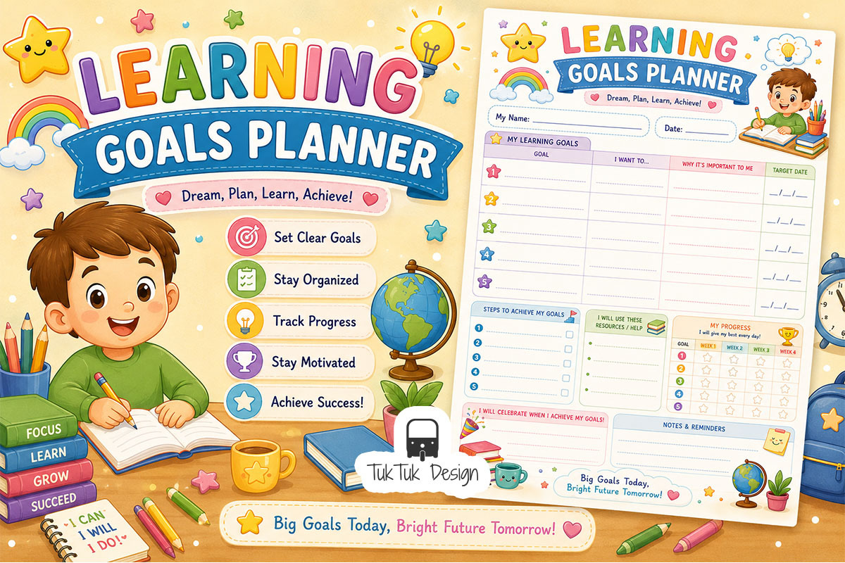 15 Kids Planners Printable Bundle, an Education Illustration by TukTuk Design (Photo 9 of 17)