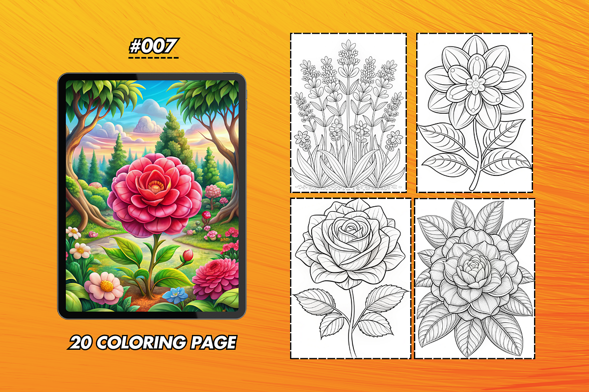 20 Flower Coloring Pages Kids, a Graphic by Wilin Digital (Photo 1 of 2)