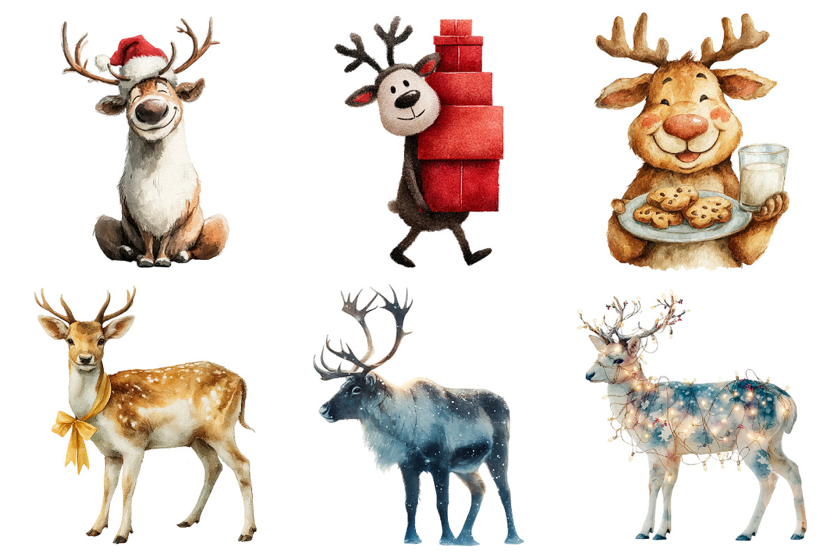 Christmas Reindeer Clipart, an Illustration by Daily.Designs (Photo 3 of 5)