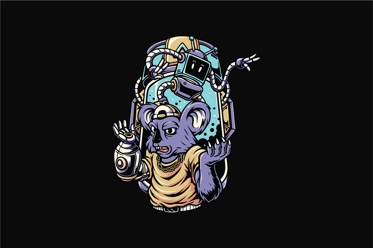 Robotic Koala with Tech Gear, an Object Illustration by nomlimo.com (Photo 1 of 3)