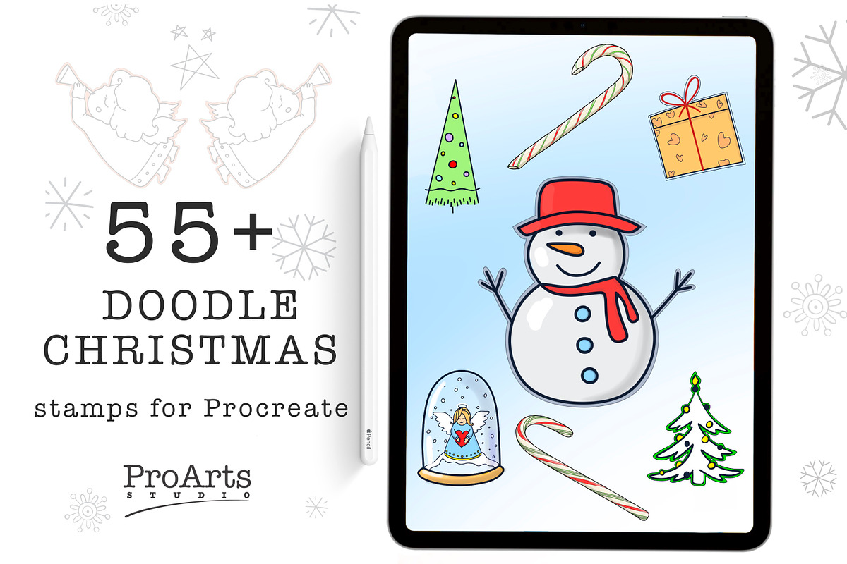 Doodle Christmas Brushes, Procreate., a Brush Add-On by Lucrumplus (Photo 1 of 4)