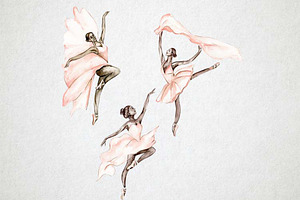 Watercolor Dancing Balerina