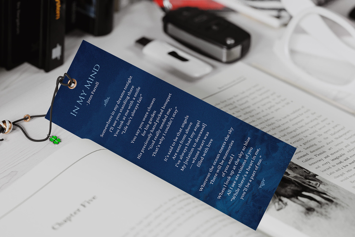 Blue Sky Funeral Bookmark Template, a Card Template by Godserv Designs (Photo 7 of 10)