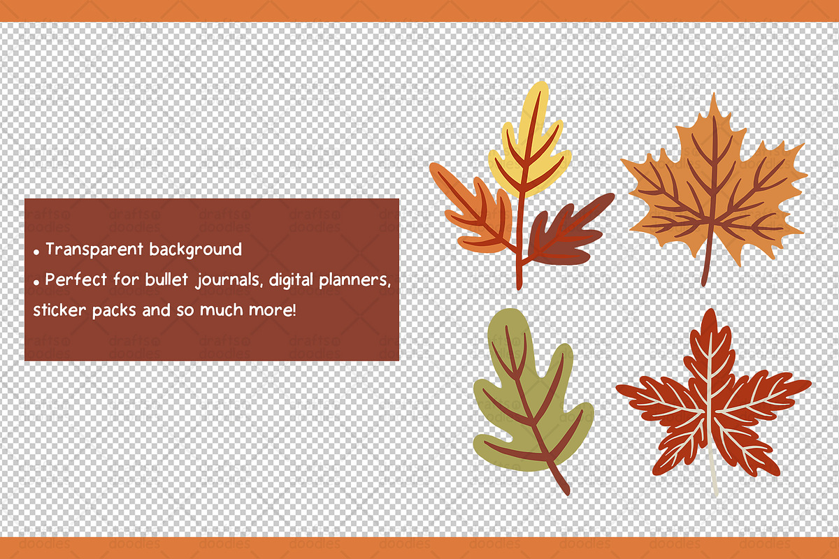 Autumn Leaves Clipart and Patterns, a Pattern Graphic by Drafts n Doodles (Photo 3 of 8)