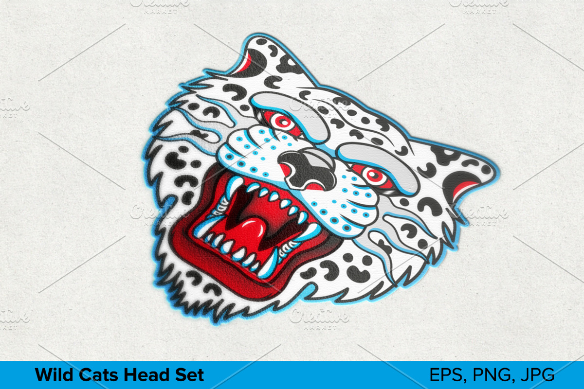 Wild Cats Head Set, an Animal Illustration by Moloko88 (Photo 6 of 8)
