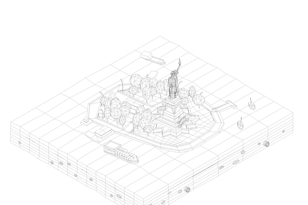 Low Poly Statue Of Liberty Scene, a 3D by Anton Moek (Photo 6 of 8)