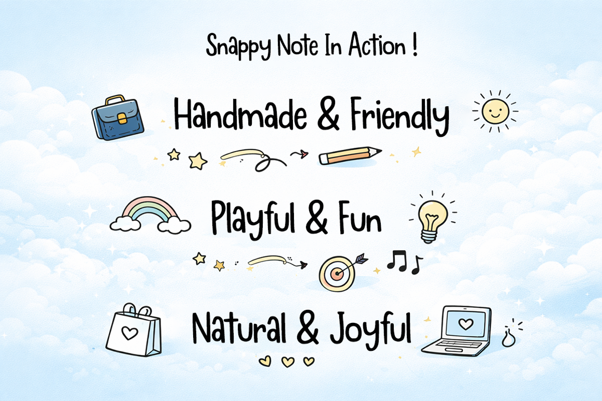 Snappy Note Playful Handwriting Font, a Handwritten Font by cocodesign (Photo 5 of 7)