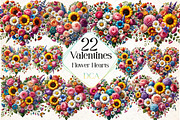 Flower Hearts Valentines Day Clipart, an Illustration by DreamCafeArt (Thumbnail 1 of 5)