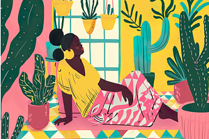 African woman relaxes with, an Object Illustration by Lermont51
