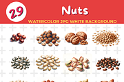 nuts watercolor Jpg Background, a Food Illustration by John_Walker (Thumbnail 2 of 2)