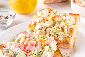 Viral Chopped Italian Sandwiches with salad and cheese, a Food & Drink Photo by Rimma