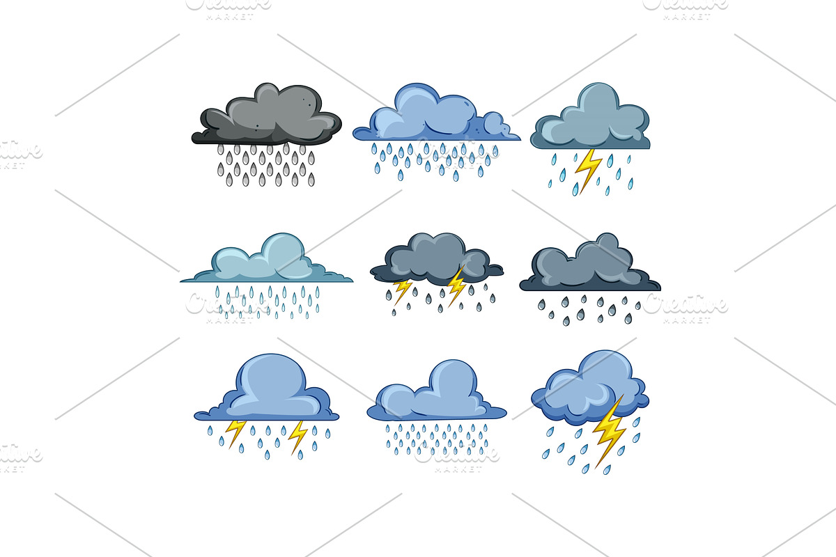 Weather forecast icons showing, an Object Illustration by pikepicture
