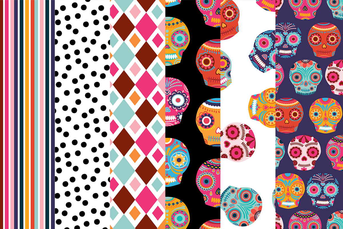 Sugar Skulls Icons and Papers, a Texture Graphic by happychinchilla (Photo 3 of 3)