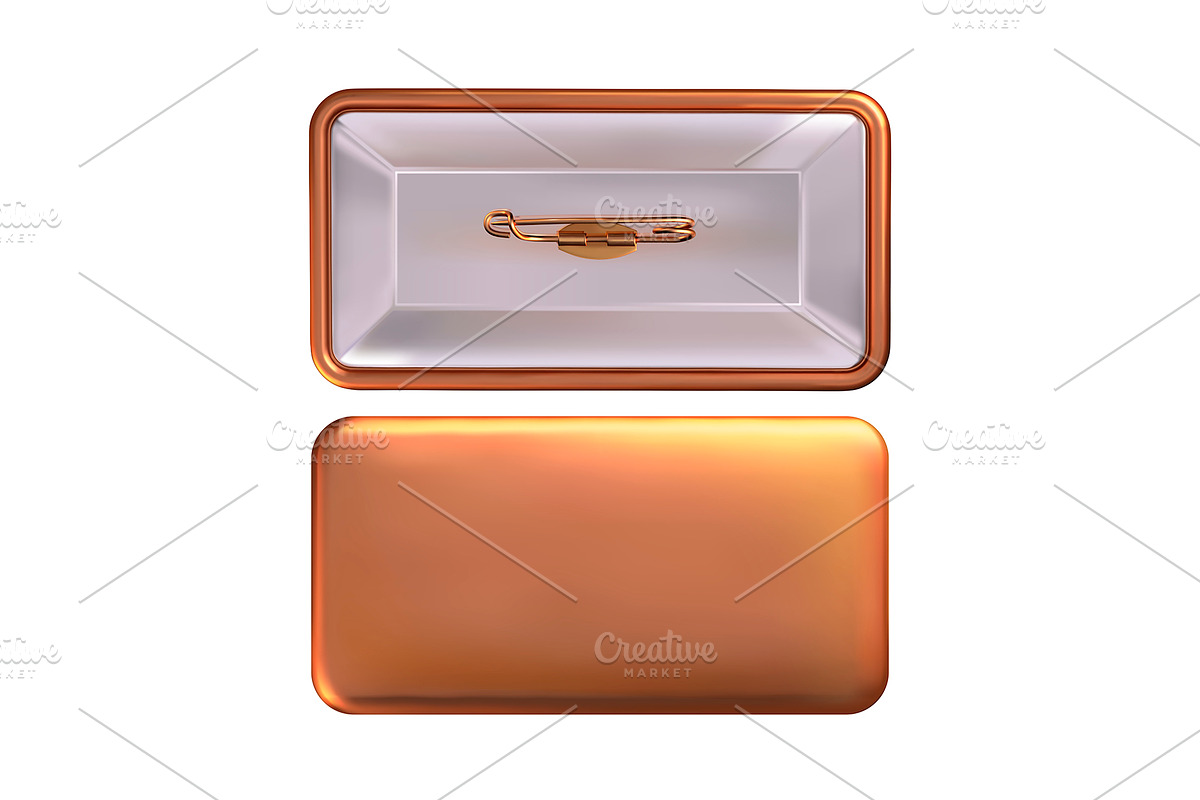 Copper rectangular bage pin brooch, an Object Graphic by StudioVin