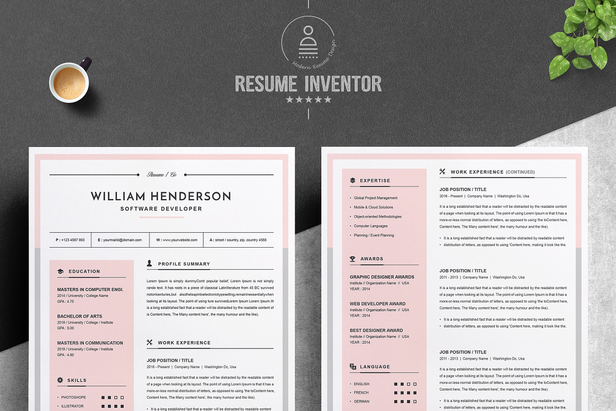 Modern Resume, a Resume Template by ResumeInventor (Photo 2 of 6)