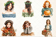 Vintage Pin Up Autumn Girl Clipart, an Illustration by Rose Art (Thumbnail 3 of 7)