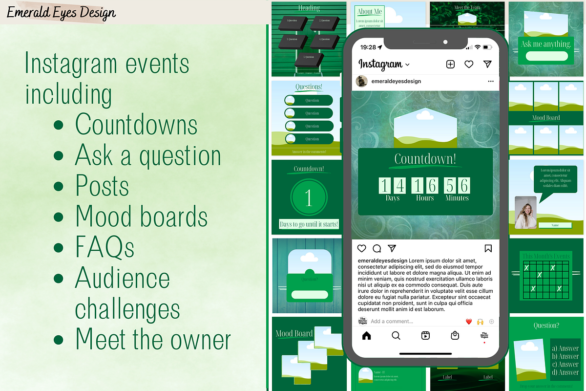 455 Canva Green Instagram Template, a Social Media Template by Emerald Eyes Design (Photo 5 of 12)