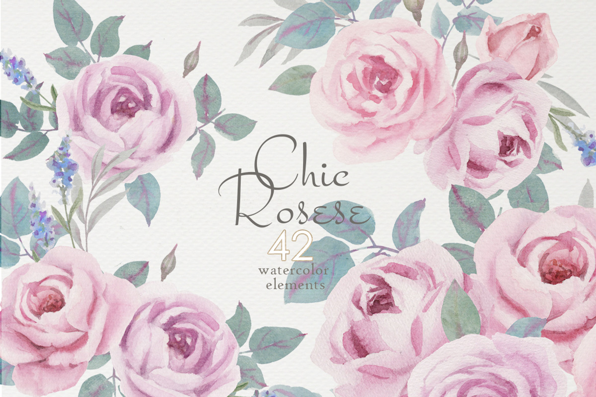 Chic Roses.  Watercolor collection, a Graphic by oKOLOstyle (Photo 1 of 8)