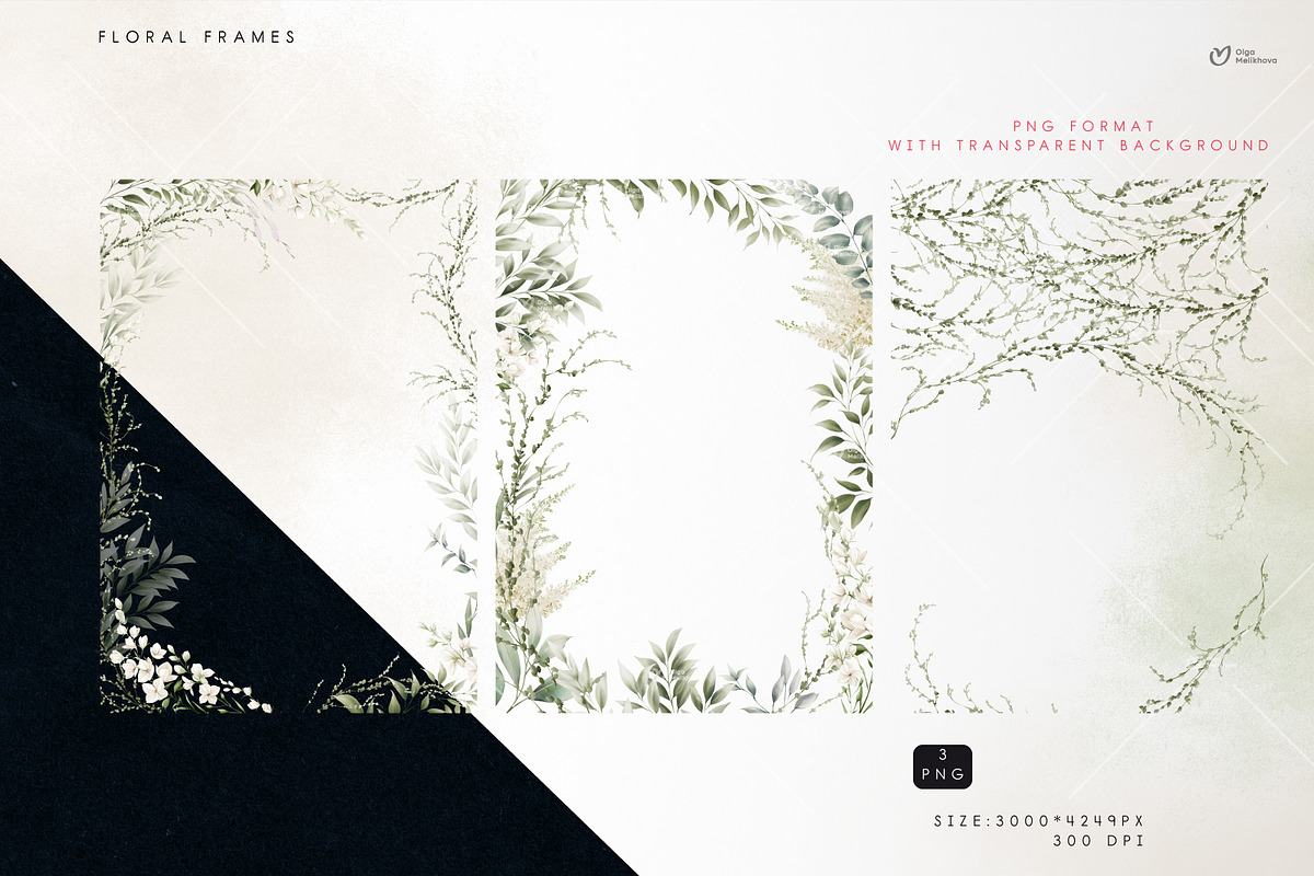 Spring greenery, floral cliparts, a Texture Illustration by ollalya (Photo 8 of 14)