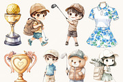 Watercolor Cute Golf Clipart Bundle, a Sport Illustration by BusyDaydesign (Thumbnail 3 of 9)