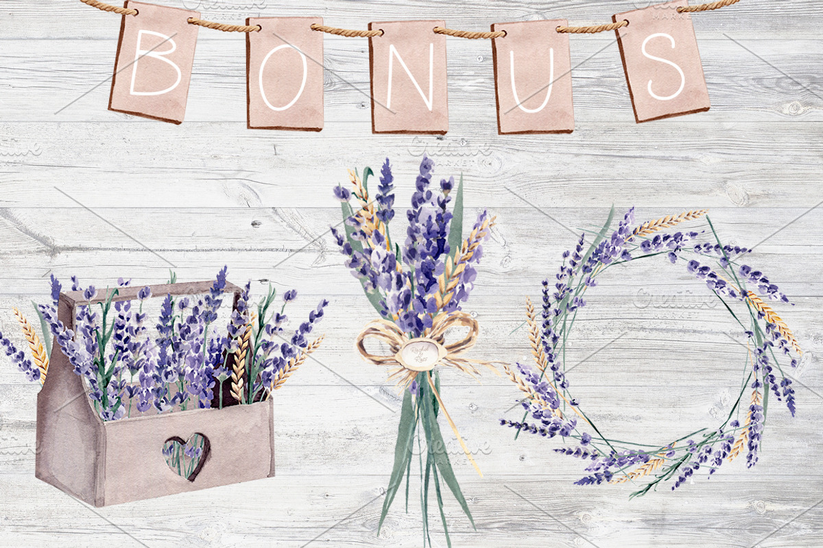 Lavender Watercolor Set Clipart, a Decorative Illustration by Sha1nee (Photo 5 of 8)