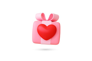 Pink gift box 3d icon. Isolated, an Illustration by Valerie Bodnar