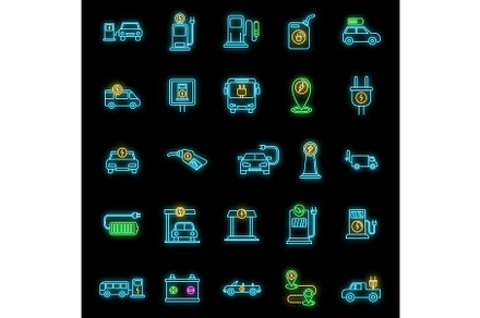 Electrical refueling car icons set, an Object Illustration by Ylivdesign