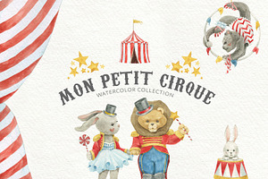 Toy Animal Circus Watercolor Clipart