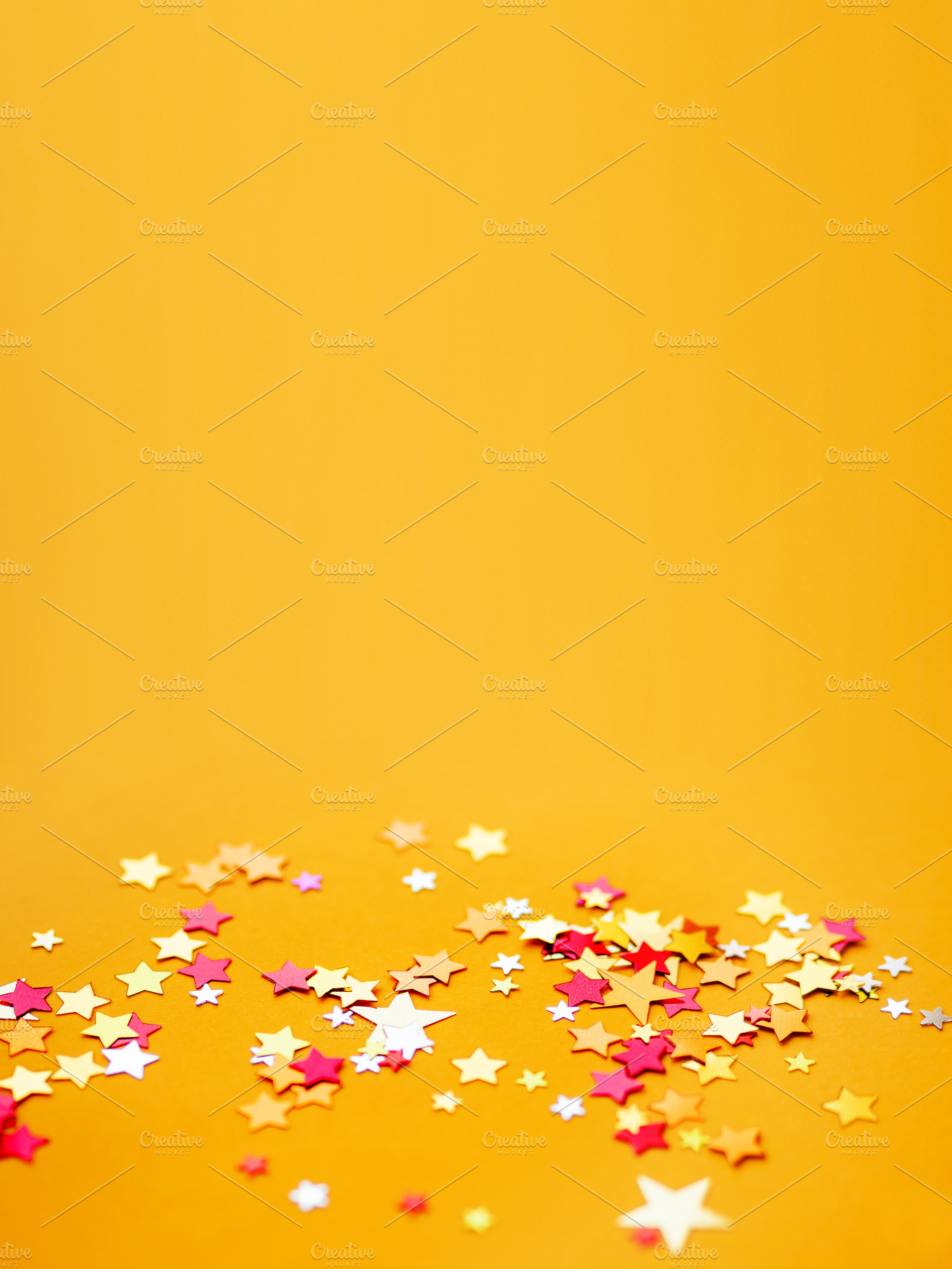 Yellow holiday background with stars featuring christmas, newyear, and xmas, a Holiday Photo by Aksenov_K