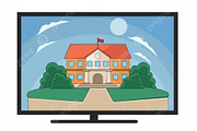 school building landscaped vector, an Education Illustration by zyxroun shop (Thumbnail 2 of 3)