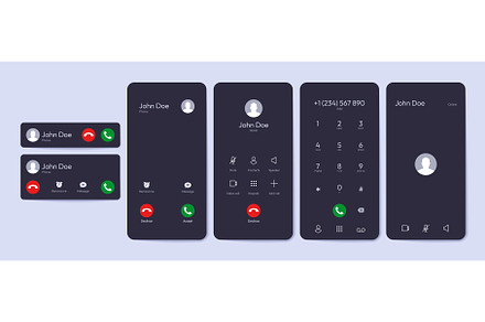 Incoming call UI elements, a Technology Illustration by Frogella