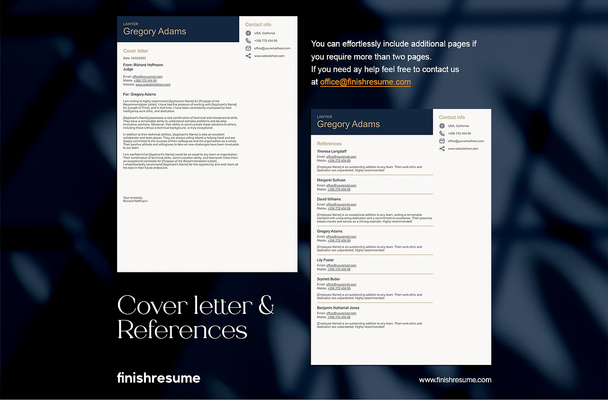 Lawyer resume template, a Resume Template by FinishResume (Photo 5 of 11)