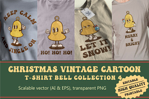 Christmas Bell Vintage Cartoon, an Illustration by vectstudio