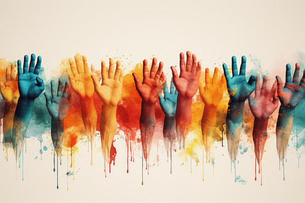 illustration of joined hands .Genera, an Arts & Entertainment Photo by Perpis