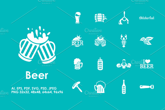 16 Beer Simple Icons