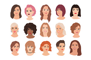 Female avatars set. Beautiful, a Graphic by Stock-Smart-Start