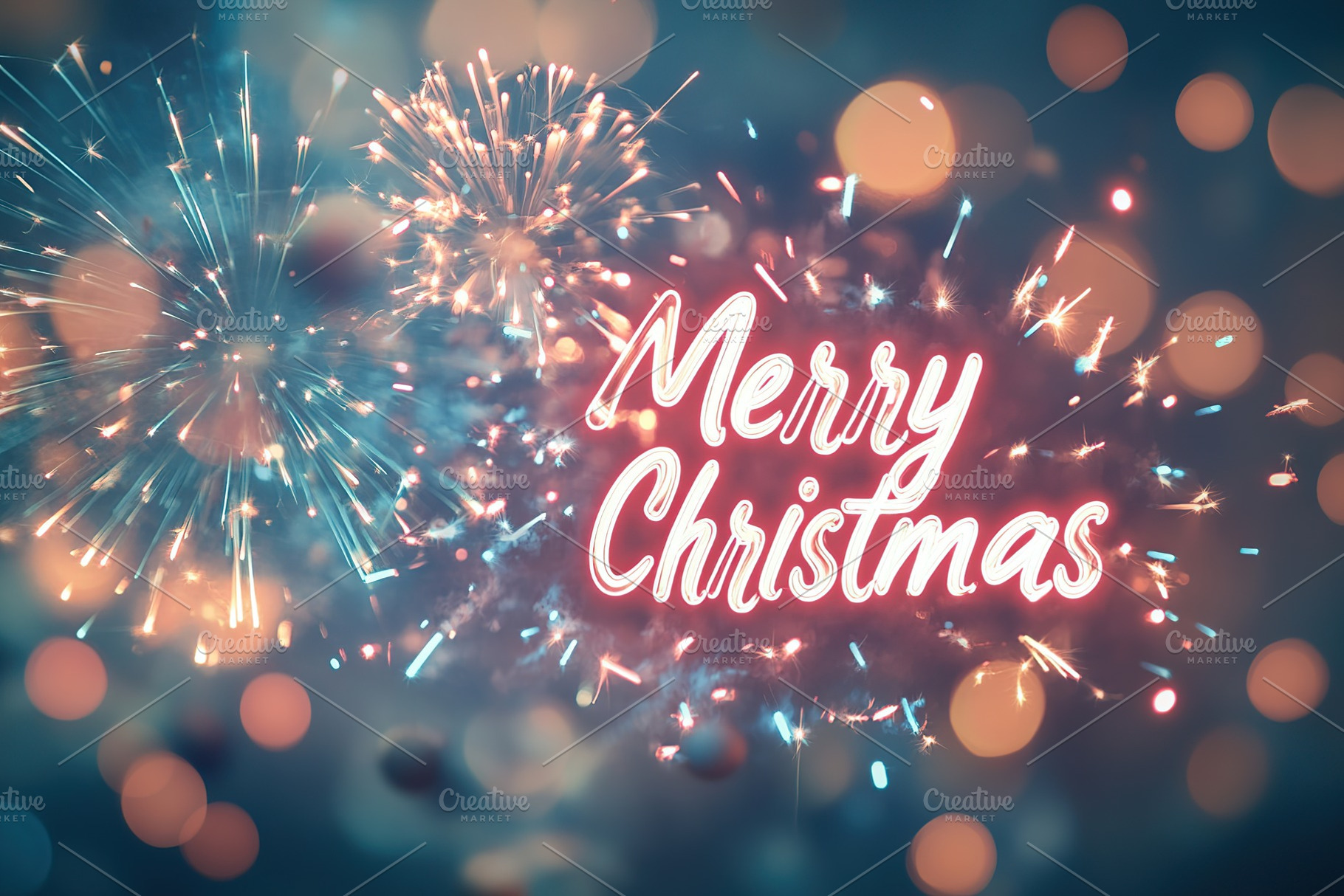 Glowing text Merry Christmas on blurred lights background, a Background Photo by AlyaAnd