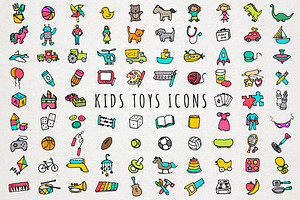 Kids Toys Icons Set