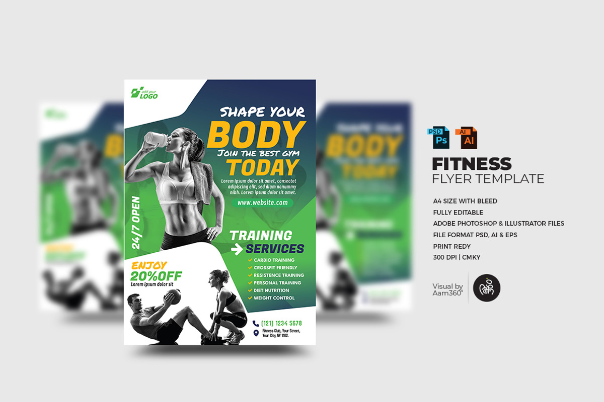 Fitness Flyer Template, a Flyer Template by Aam360 (Photo 1 of 2)