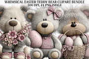 Whimsical Easter Teddy Bear Clipart, a Seasonal Illustration by Canvas Craft (Thumbnail 1 of 7)