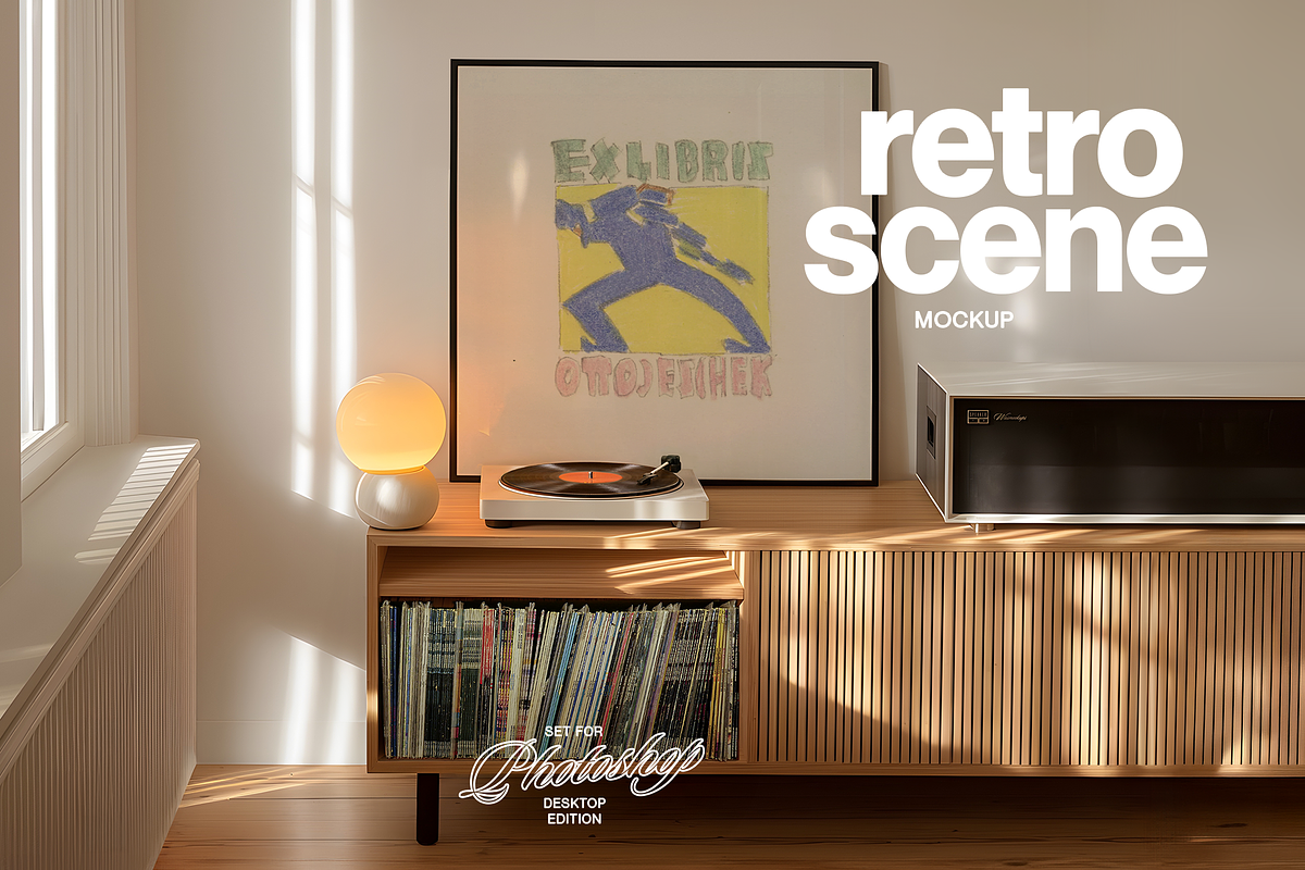 Square Frame Mockup Retro Scene, an Advertising Mockup by WasMockups (Photo 6 of 7)