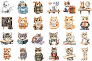 Cat Back to School Clipart, an Illustration by Sublimation Artist (Thumbnail 2 of 6)